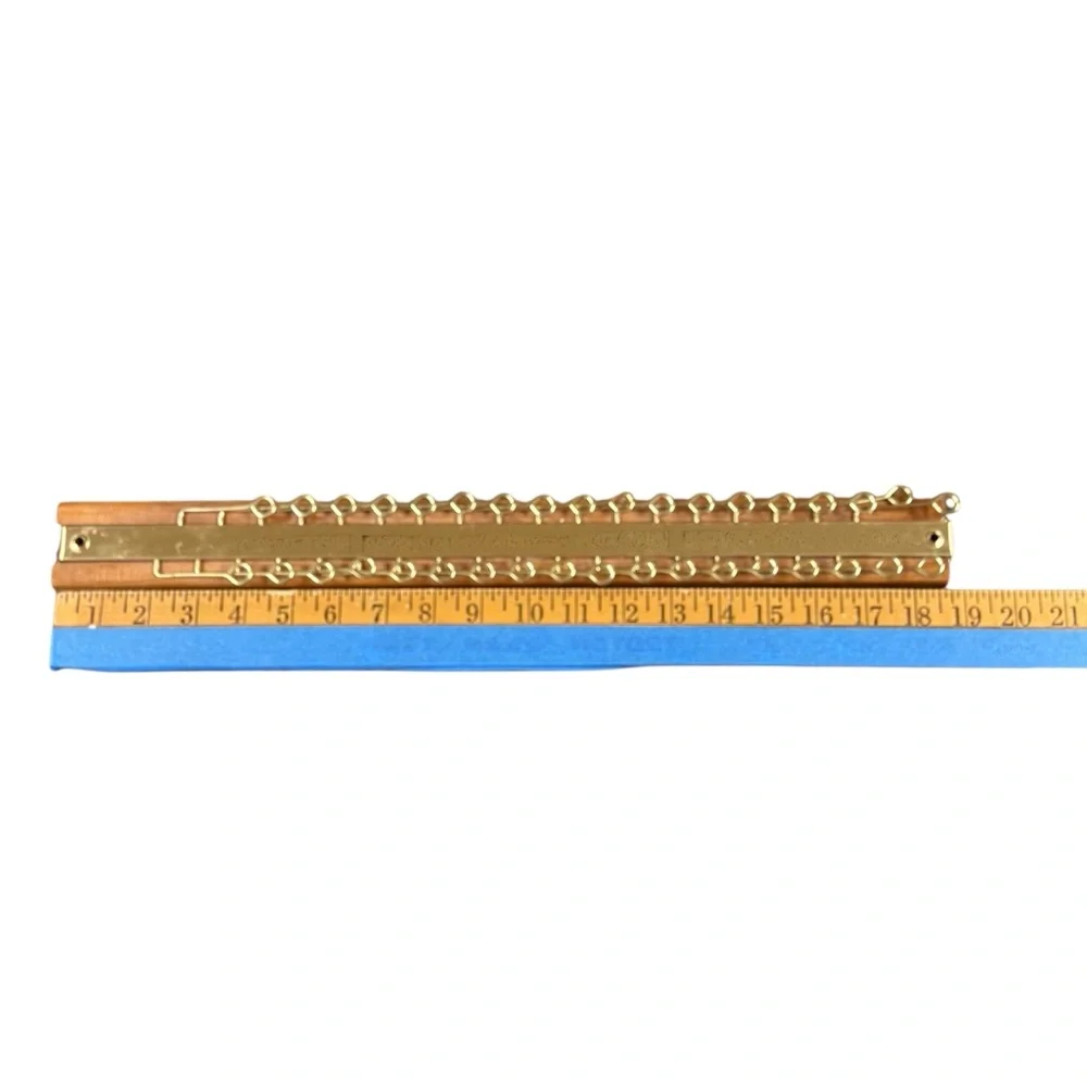 Vintage 36 Hook Wall/Door Mounted Tie Rack Mid Century Retro Wood Brass Colored